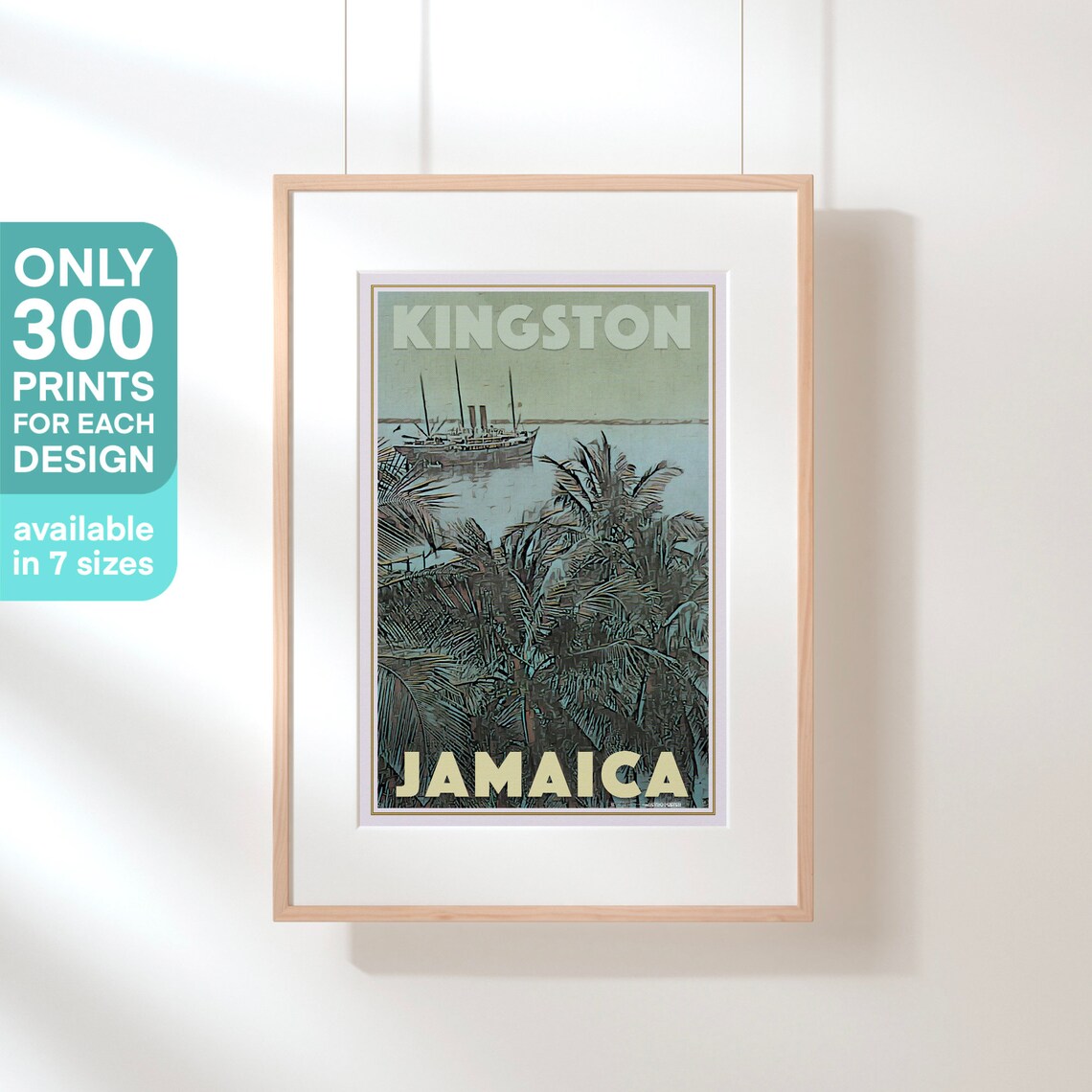 Kingston Harbor Steamship Palm Trees Jamaica Vintage Travel Poster - Image 3