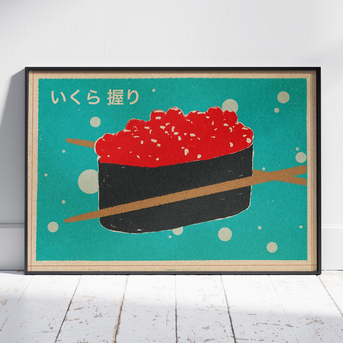 Ikura Nigiri Sushi Pop Art Poster Japanese Salmon Roe Kitchen Decor