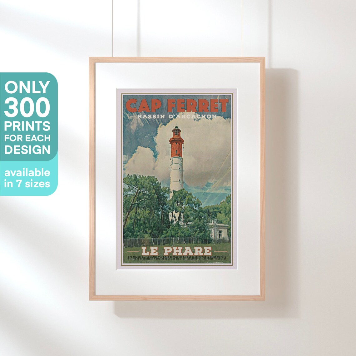 Cap Ferret Lighthouse Bassin d'Arcachon France Vintage Travel Poster - Image 3