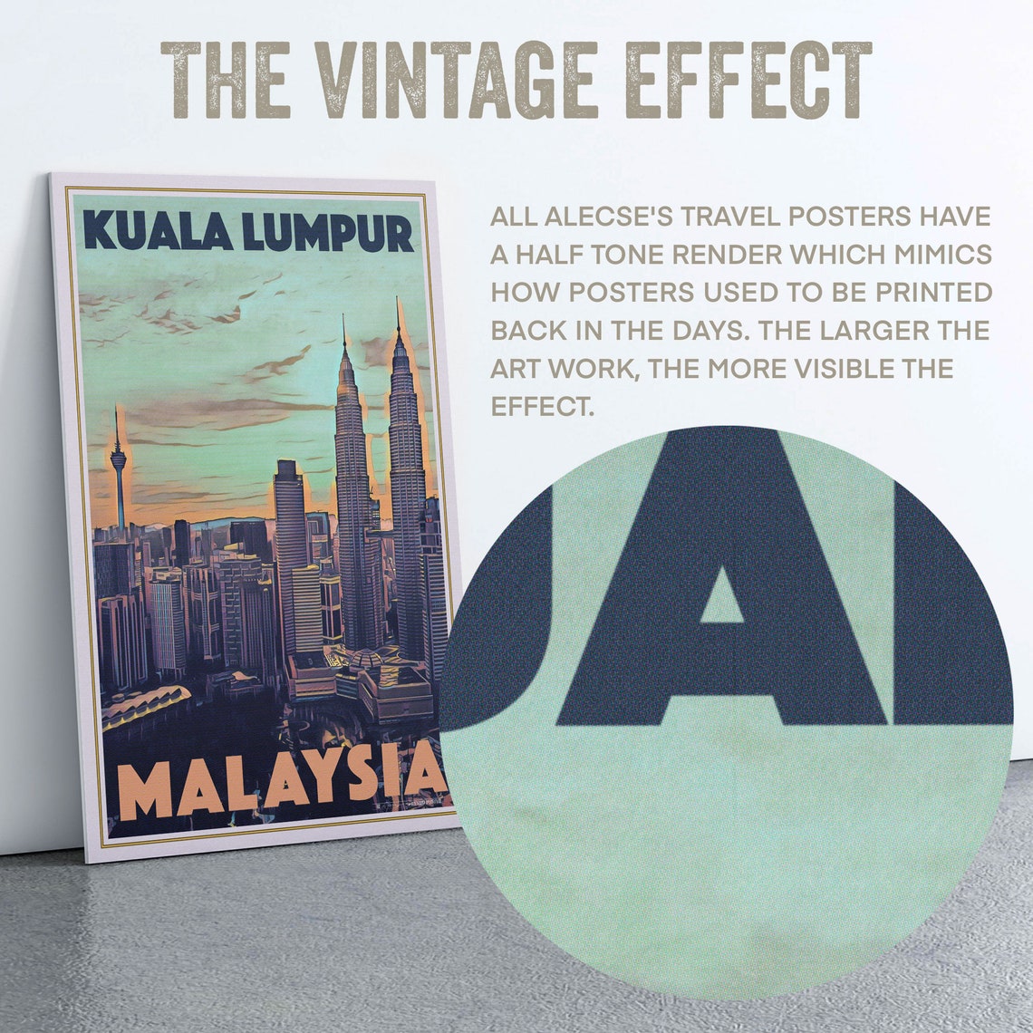 Kuala Lumpur Petronas Twin Towers Skyline Travel Poster Malaysia - Image 2