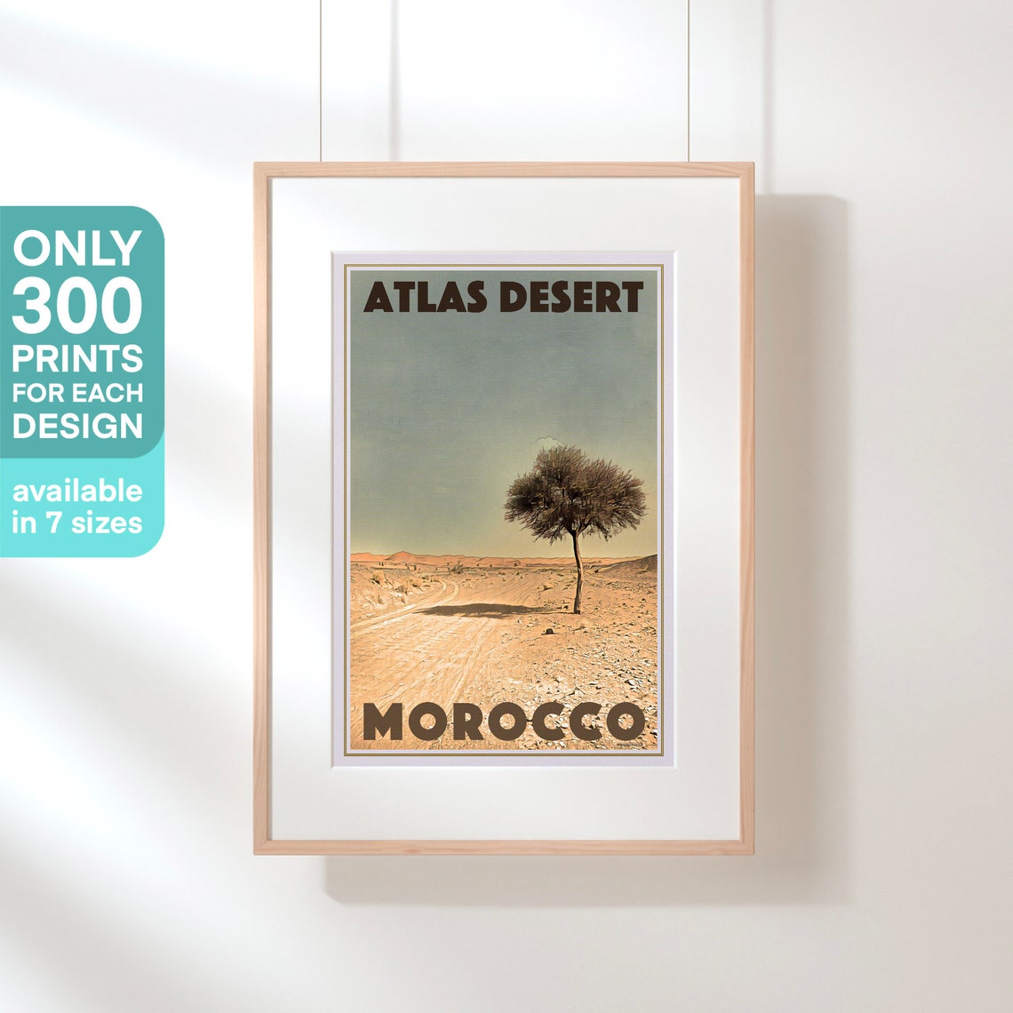 Atlas Desert Lone Acacia Tree Sand Track Morocco Vintage Travel Poster - Image 3