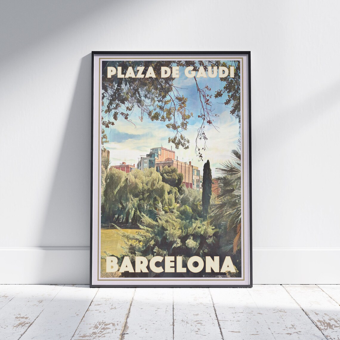Barcelona Poster Plaza De Gaudi By Alecse Limited Edition Spain Travel Poster Catalonia Gallery Wall Print Of Barcelona Spain Deco