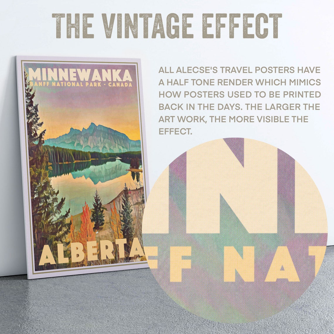 Lake Minnewanka Banff Alberta Canada Mountain Lake Travel Poster - Image 2