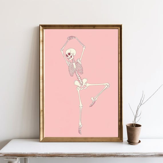 Skeleton Ballet Wall Art Funny Halloween Decoration Trendy Minimalist Spooky Dancing Sg200