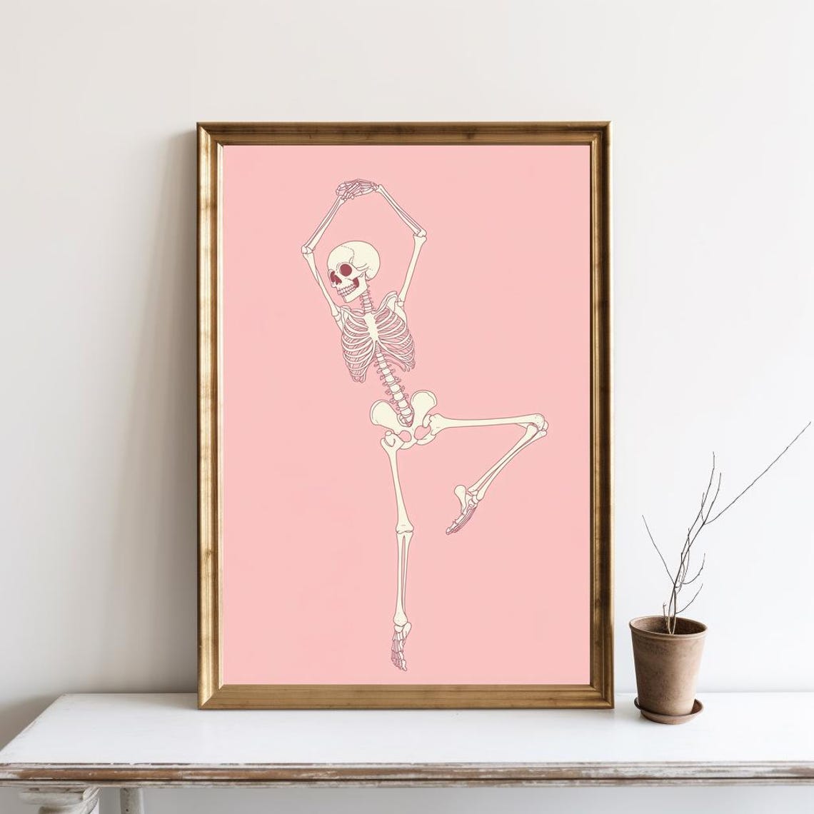 Skeleton Ballet Wall Art Funny Halloween Decoration Trendy Minimalist Spooky Dancing Sg200