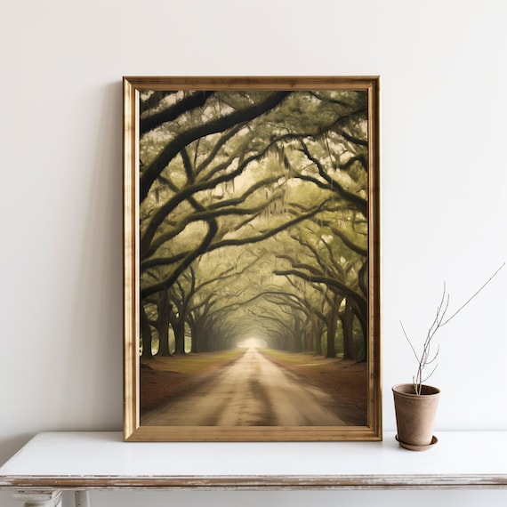 Rustic Tree Landscape Art Print, Fall Nature