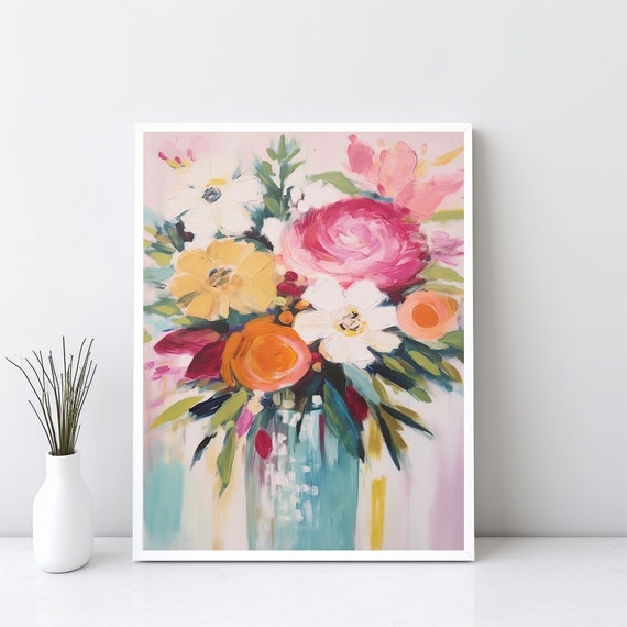 Colorful Floral Canvas Natural Wall Art Flower Painting Home Decor Flowers Print Abstract Poster Jpg Sg108