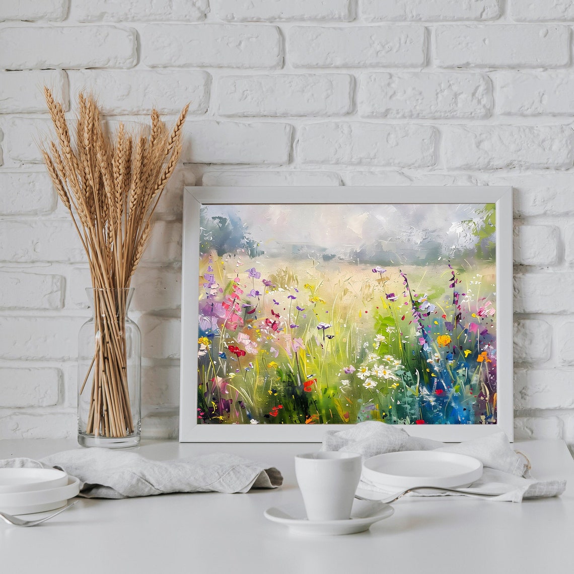 Soft Wildflower Meadow Impressionist Painting Pastel Floral Print