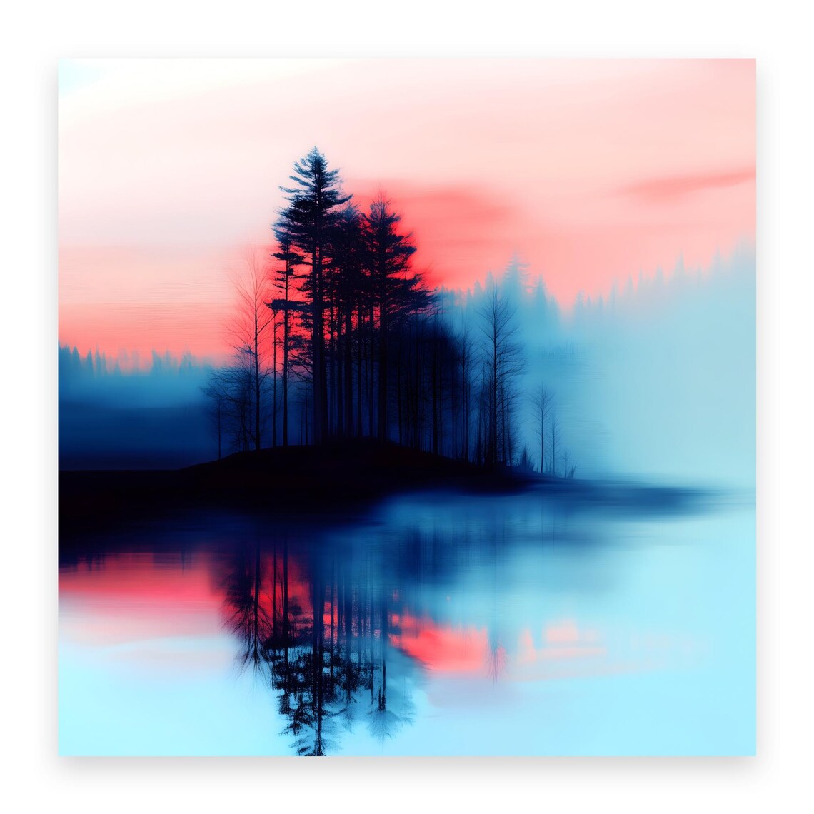 Mystical Forest Sunset Wall Art Square Art For Home Or Office Decor Instant Of Housewarming Gift