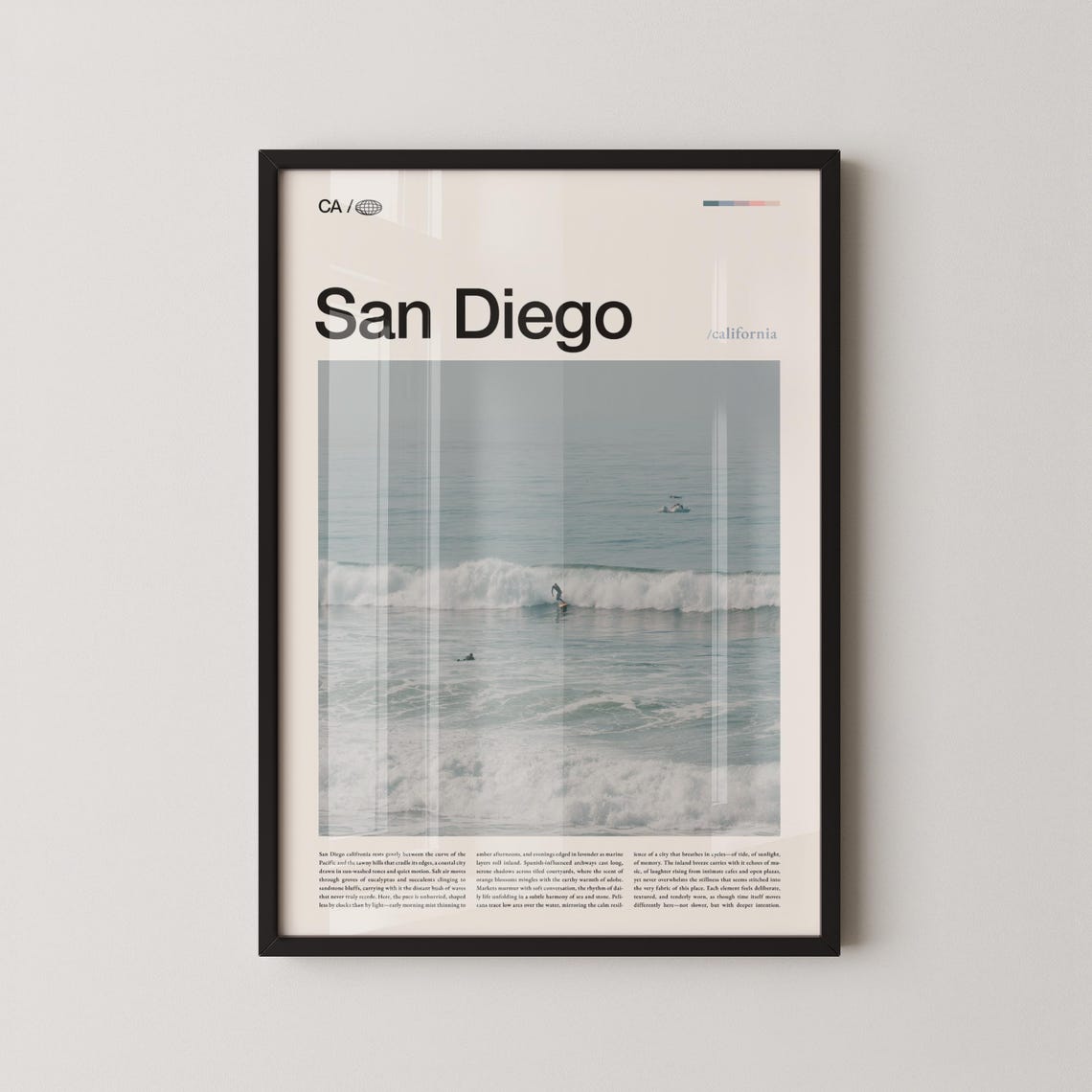 San Diego California Surf Beach Waves Photo Ocean Action Poster