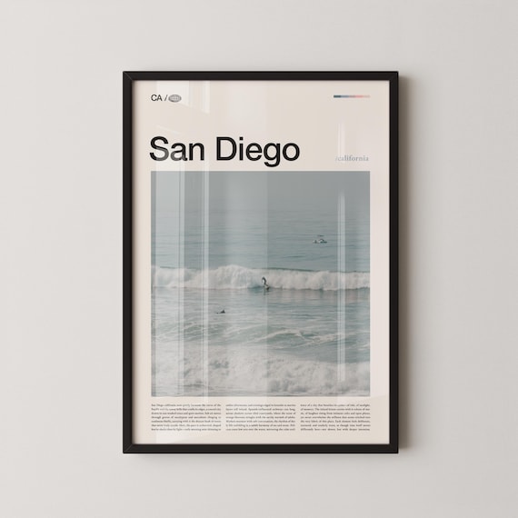 San Diego California Surf Beach Waves Photo Ocean Action Poster