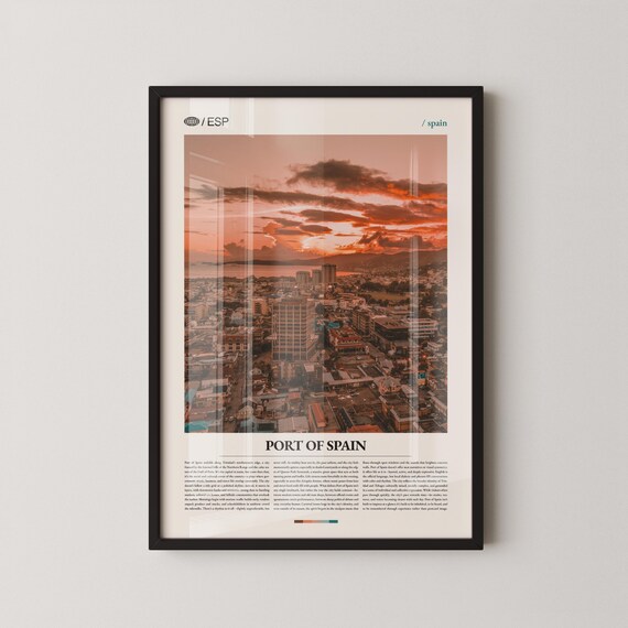 Port of Spain Sunset Cityscape Skyline Urban Travel Wall Poster