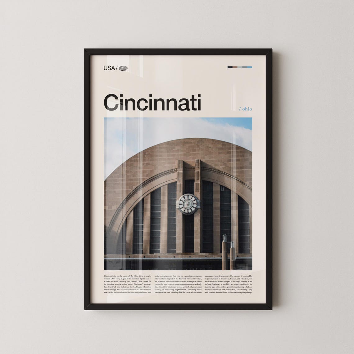 Cincinnati Union Terminal Art Deco Dome And Clock Photo Poster