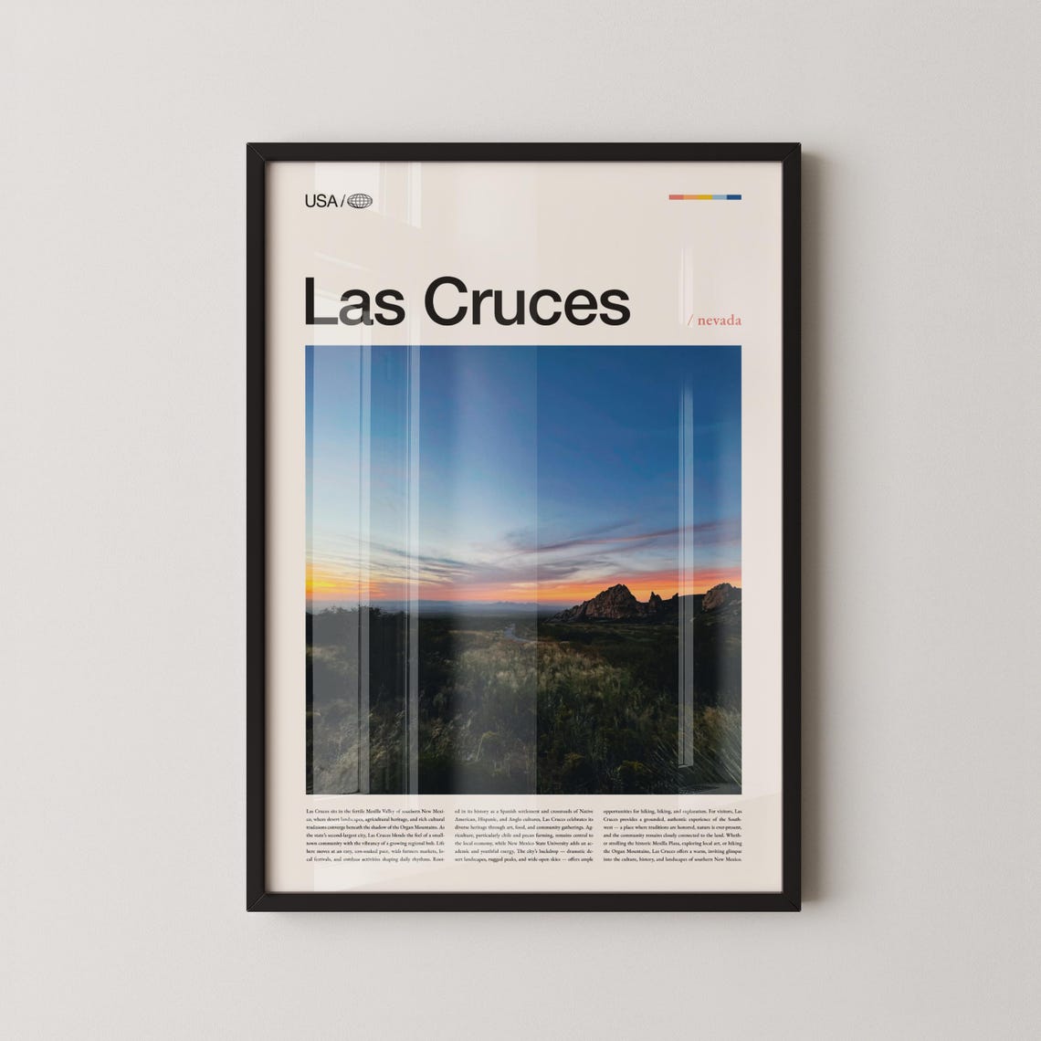 Las Cruces New Mexico Sunset Desert Mountain Landscape Travel Poster