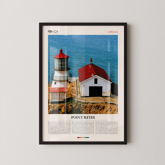 Point Reyes California Lighthouse Blue Ocean Coast Aerial View Photo Poster