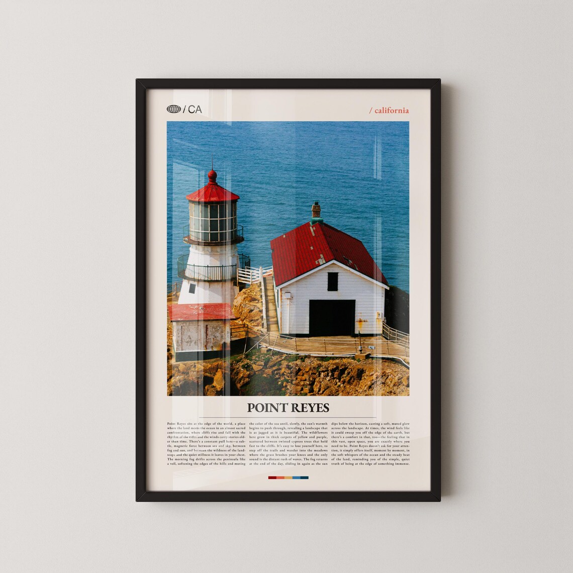 Point Reyes California Lighthouse Blue Ocean Coast Aerial View Photo Poster