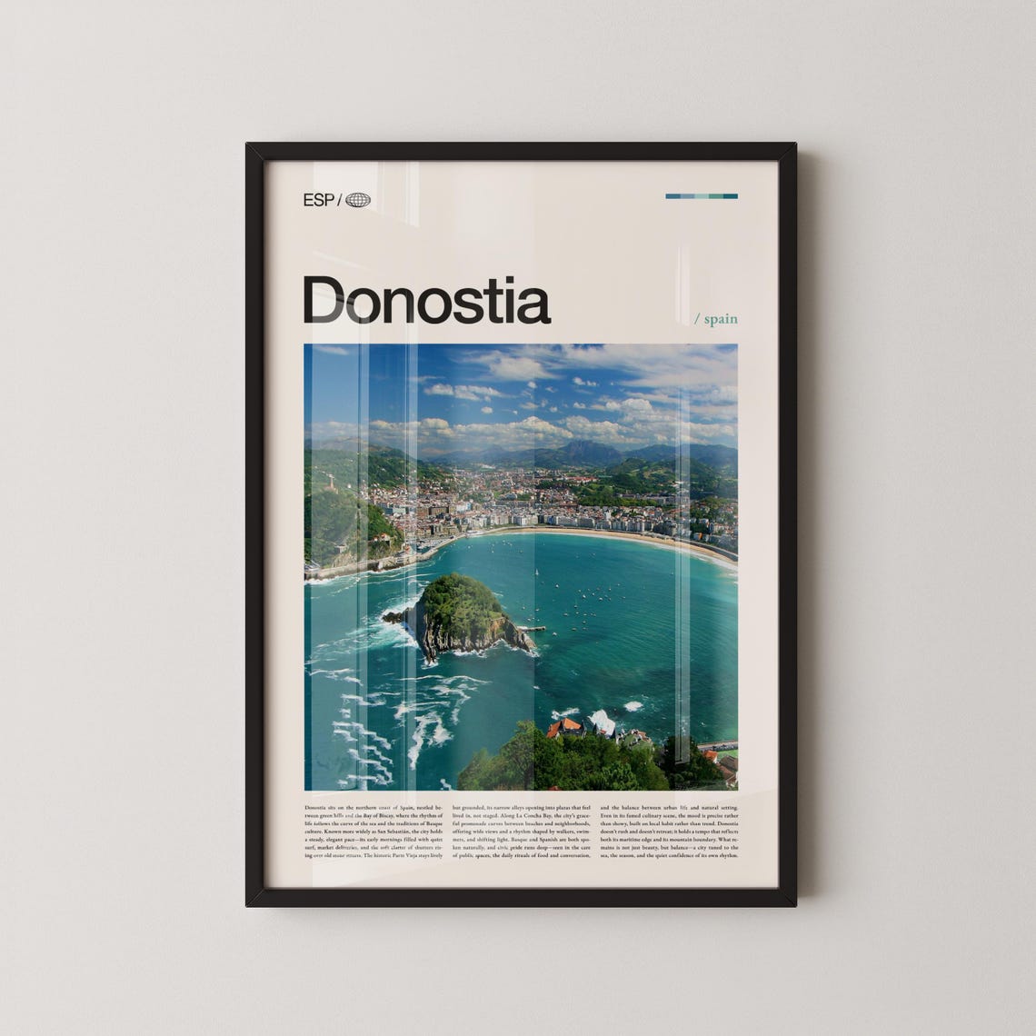 Donostia Spain Sweeping Coastal Bay and La Concha Beach Aerial Poster