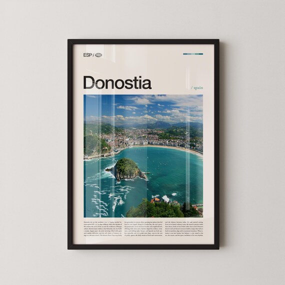 Donostia Spain Sweeping Coastal Bay and La Concha Beach Aerial Poster