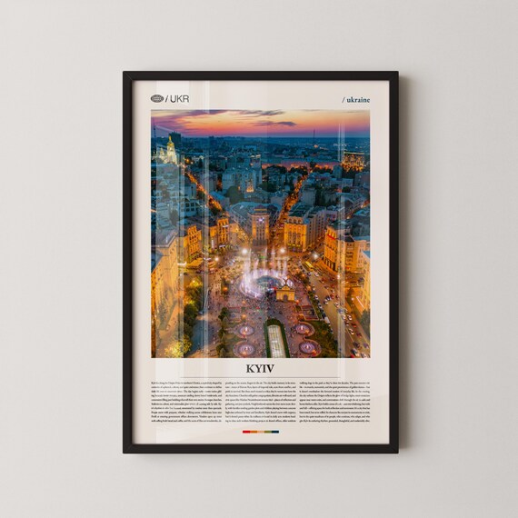 Kyiv Ukraine Sunset Aerial Maidan Independence Square Evening Poster