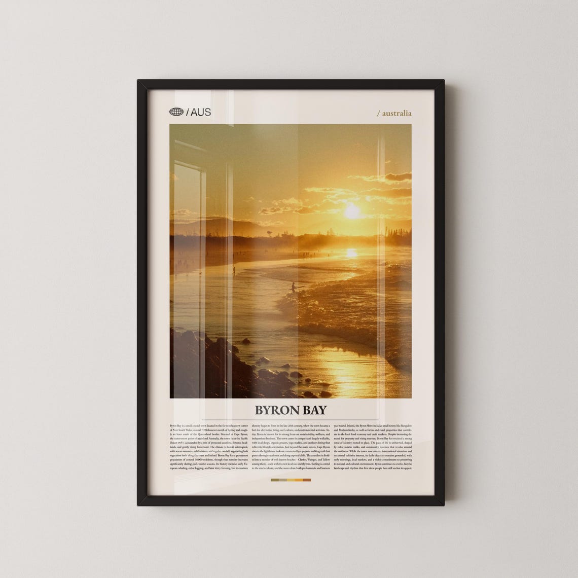 Byron Bay Surf Beach Sunset Waves Golden Hour Scene Travel Poster