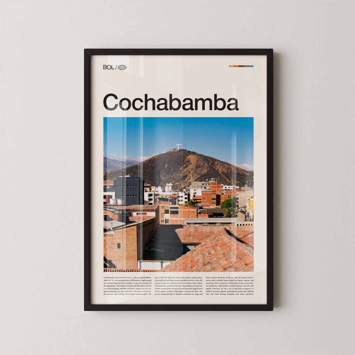 Cochabamba Bolivia Skyline Cristo Hill South America Travel Poster