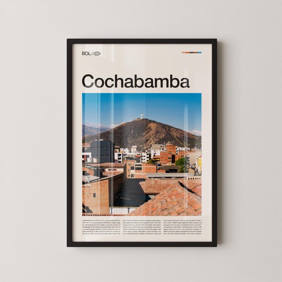 Cochabamba Bolivia Skyline Cristo Hill South America Travel Poster