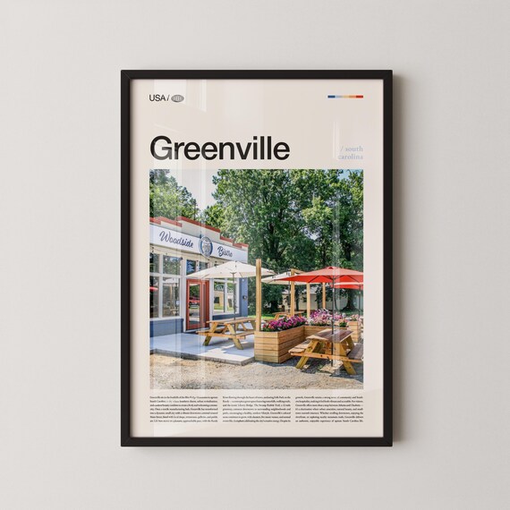 Greenville South Carolina Charming Cafe Patio Travel Photo Poster