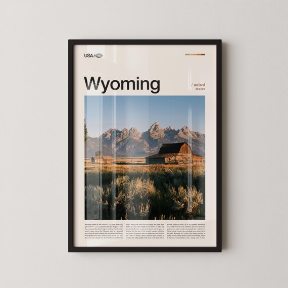 Wyoming Historic Barn Grand Teton Mountains Minimalist Poster