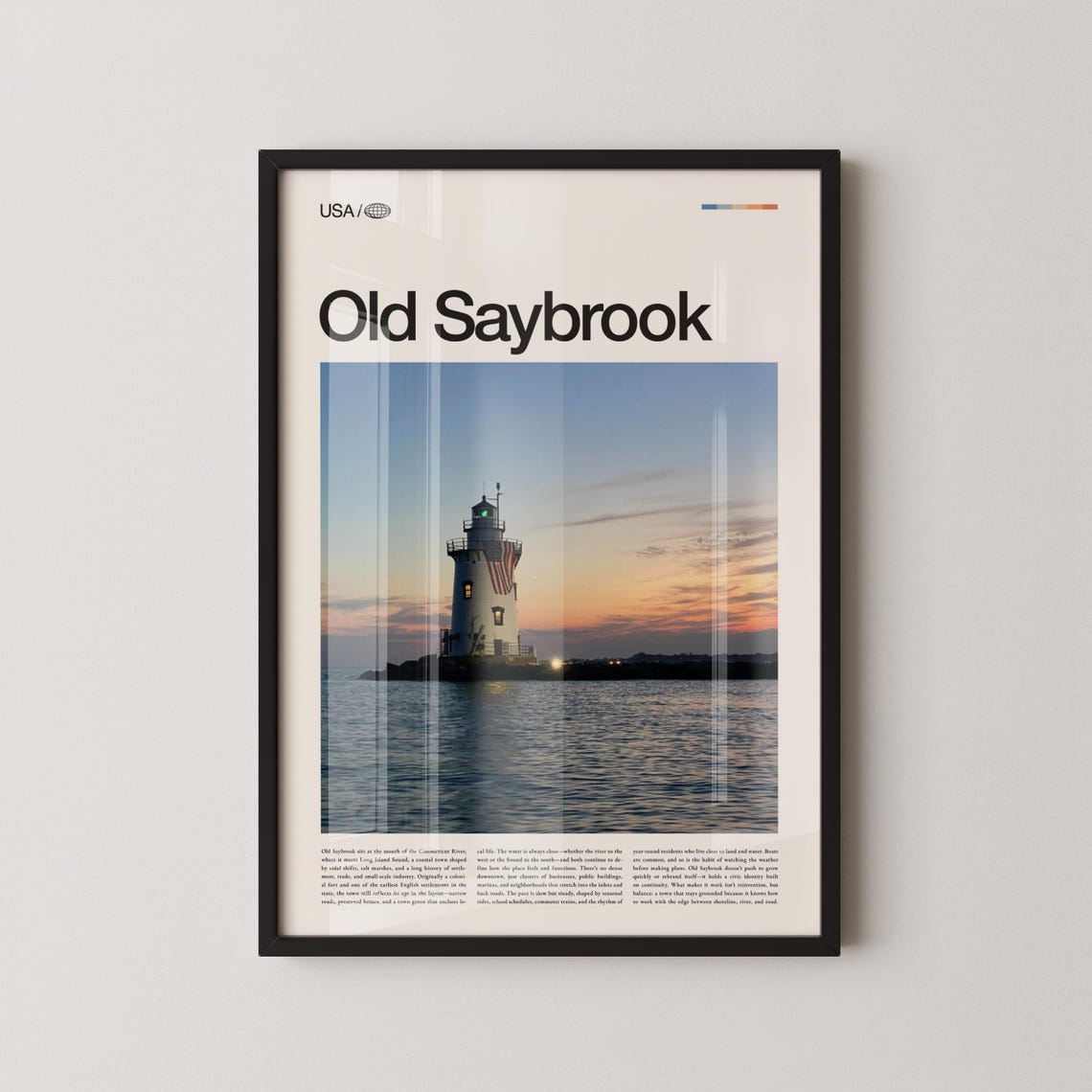 Old Saybrook Connecticut White Lighthouse Sunset Coastal Photo Poster