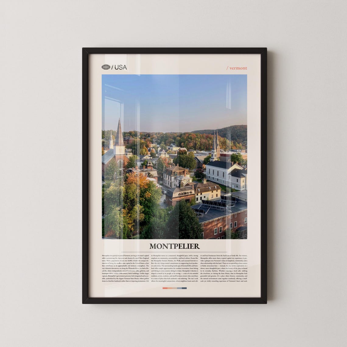 Montpelier Vermont Town Skyline Autumn Aerial View Photo Poster