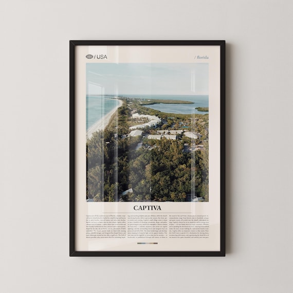 Captiva Florida Aerial Island Resort View Photo Poster Bottom Title