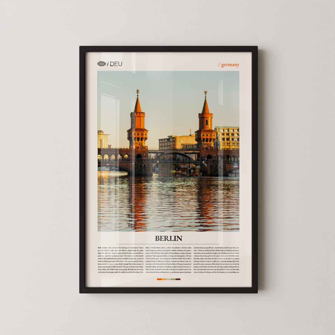 Berlin Germany Oberbaum Bridge Sunset Photography Wall Decor Poster