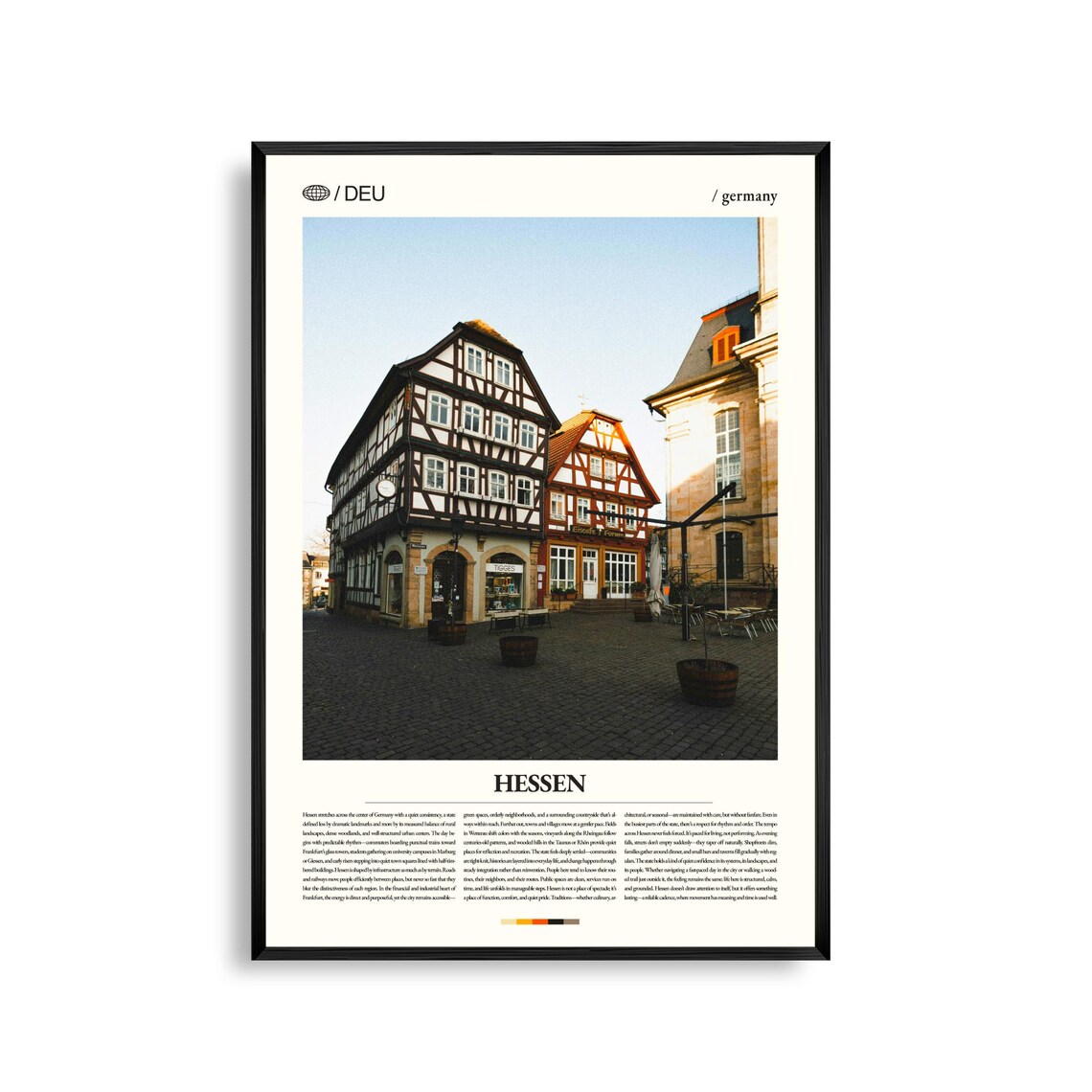 Hessen Germany Historic Timbered Old Town Travel Photography Poster