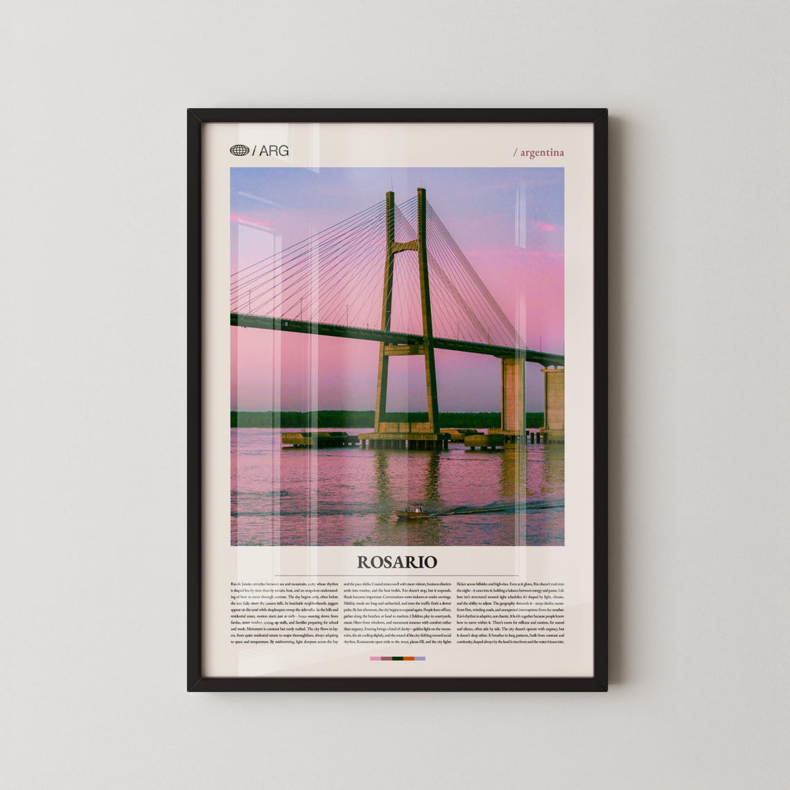 Rosario Argentina Sunset Cable Stayed Bridge Travel Photo Poster
