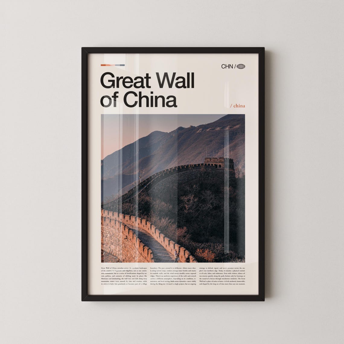 Great Wall Of China Sunset Mountains Historic Landscape Poster