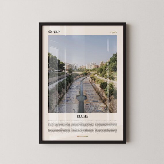 Elche Spain Riverbed Park Cityscape Photography Valencian Travel Poster