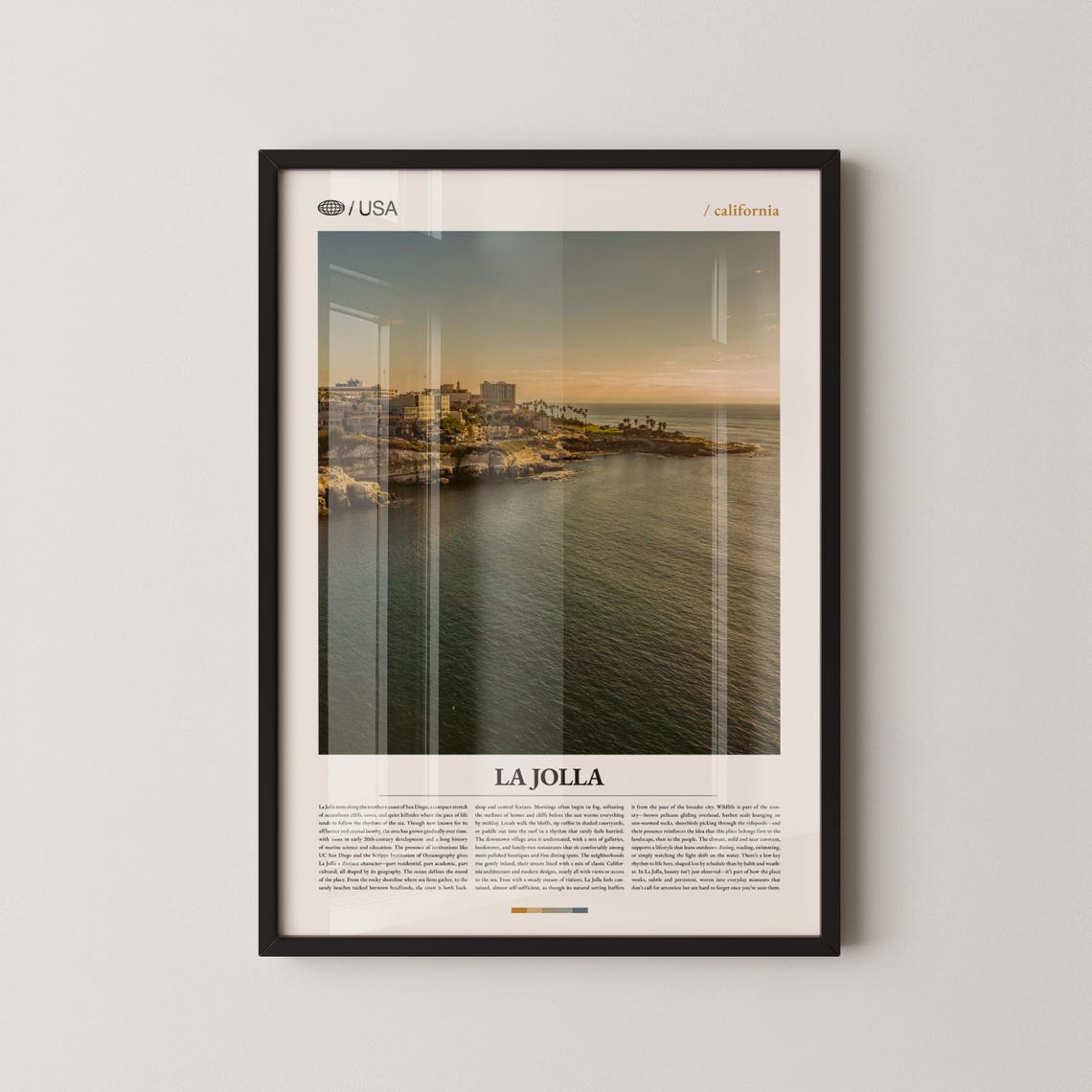 La Jolla California Golden Hour Ocean Cove Aerial Coastal Poster