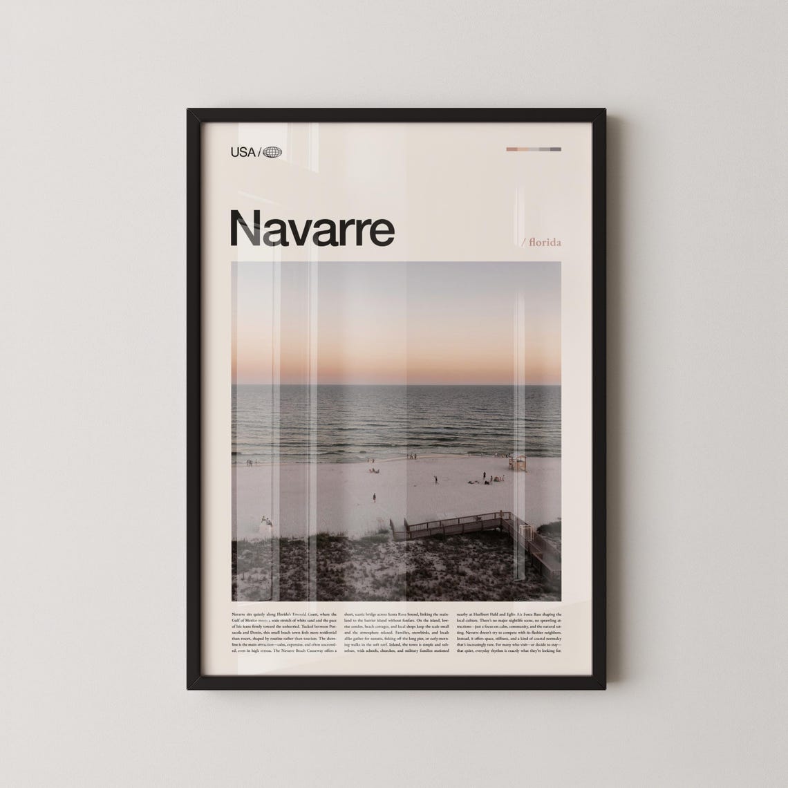 Navarre Beach Florida Boardwalk Sunset Photography Travel Poster