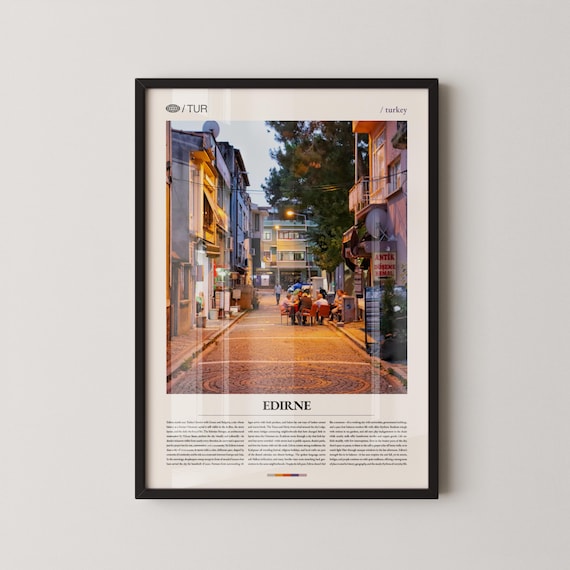 Edirne Turkey Historic City Street Photo Vintage Style Travel Poster