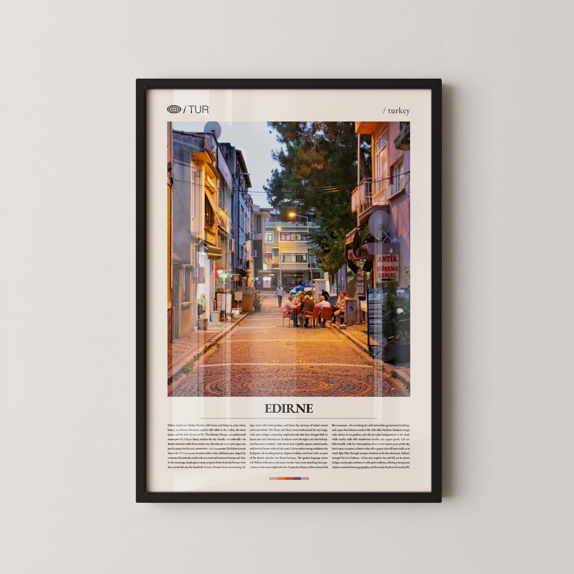 Edirne Turkey Historic City Street Photo Vintage Style Travel Poster