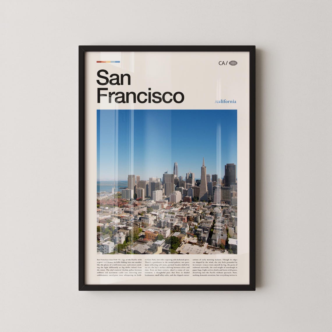 San Francisco California Skyline Editorial City Photo Poster