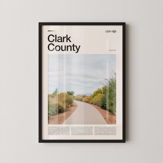 Clark County Nevada Desert Path Bold Title Photo Travel Poster