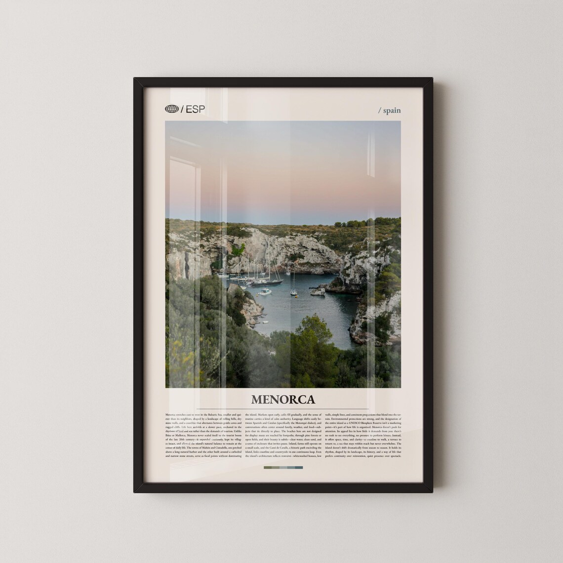 Menorca Spain Coastal Cove Sailboats Sunset Photography Travel Poster