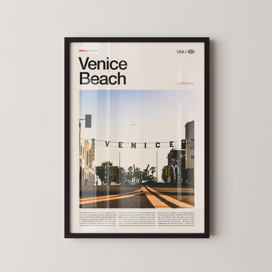 Venice Beach Travel Poster, Boardwalk Muscle