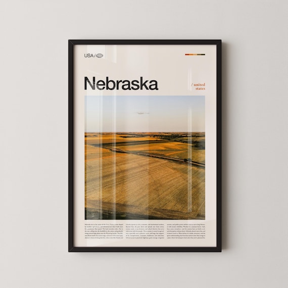 Nebraska Great Plains Golden Farmland at Sunset Aerial Poster