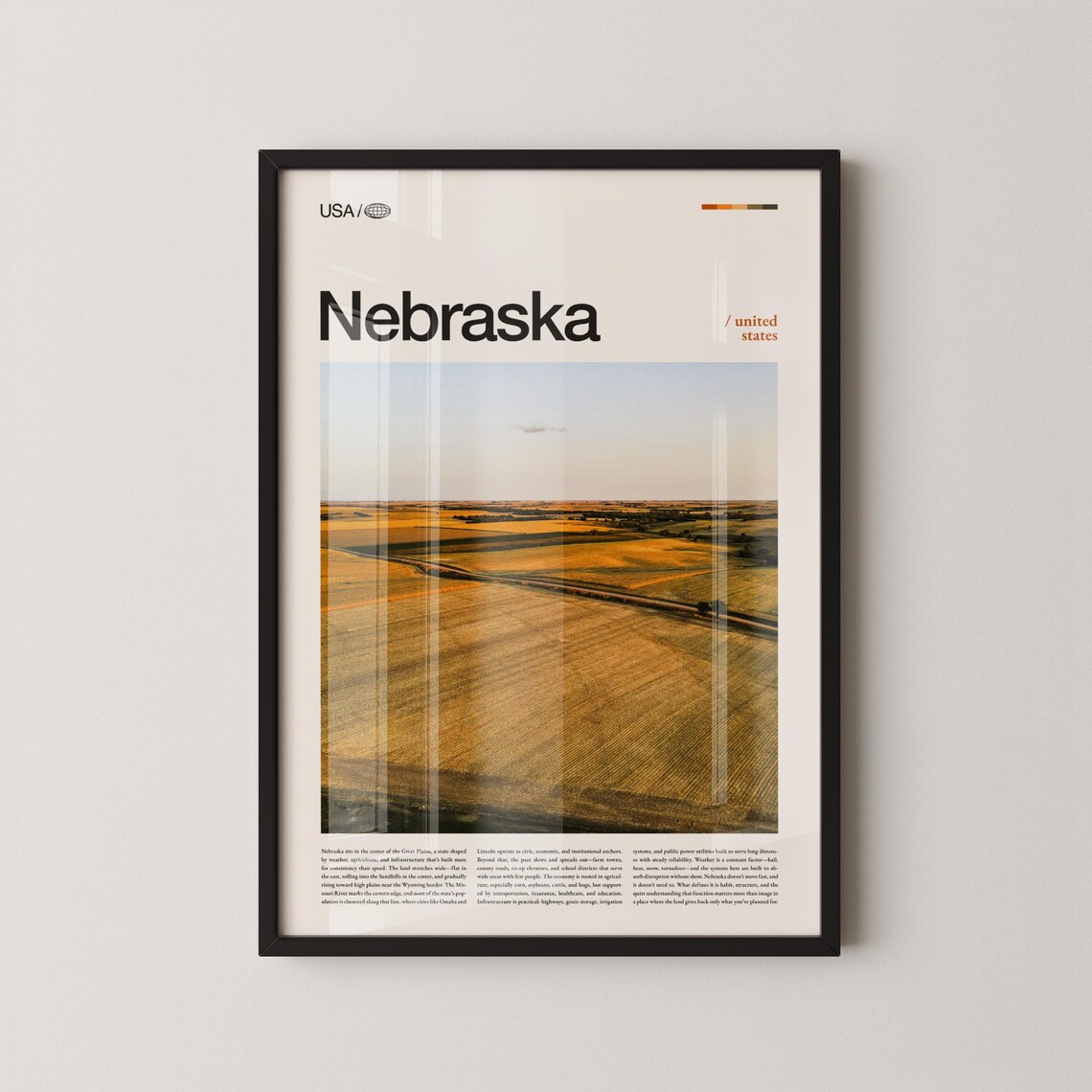 Nebraska Great Plains Golden Farmland at Sunset Aerial Poster