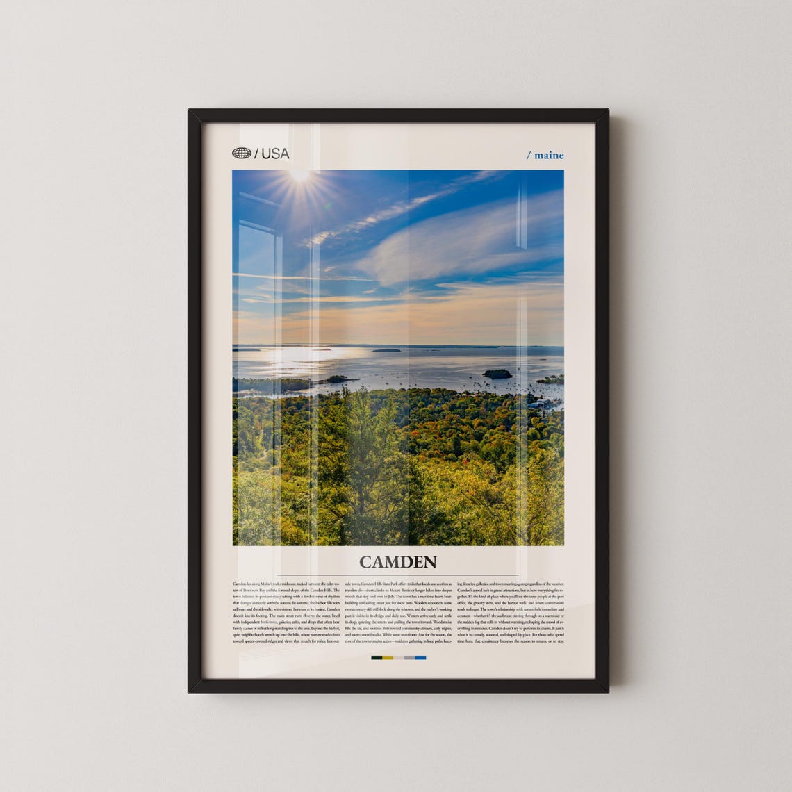 Camden Maine Harbor Aerial Autumn Coast New England Travel Poster