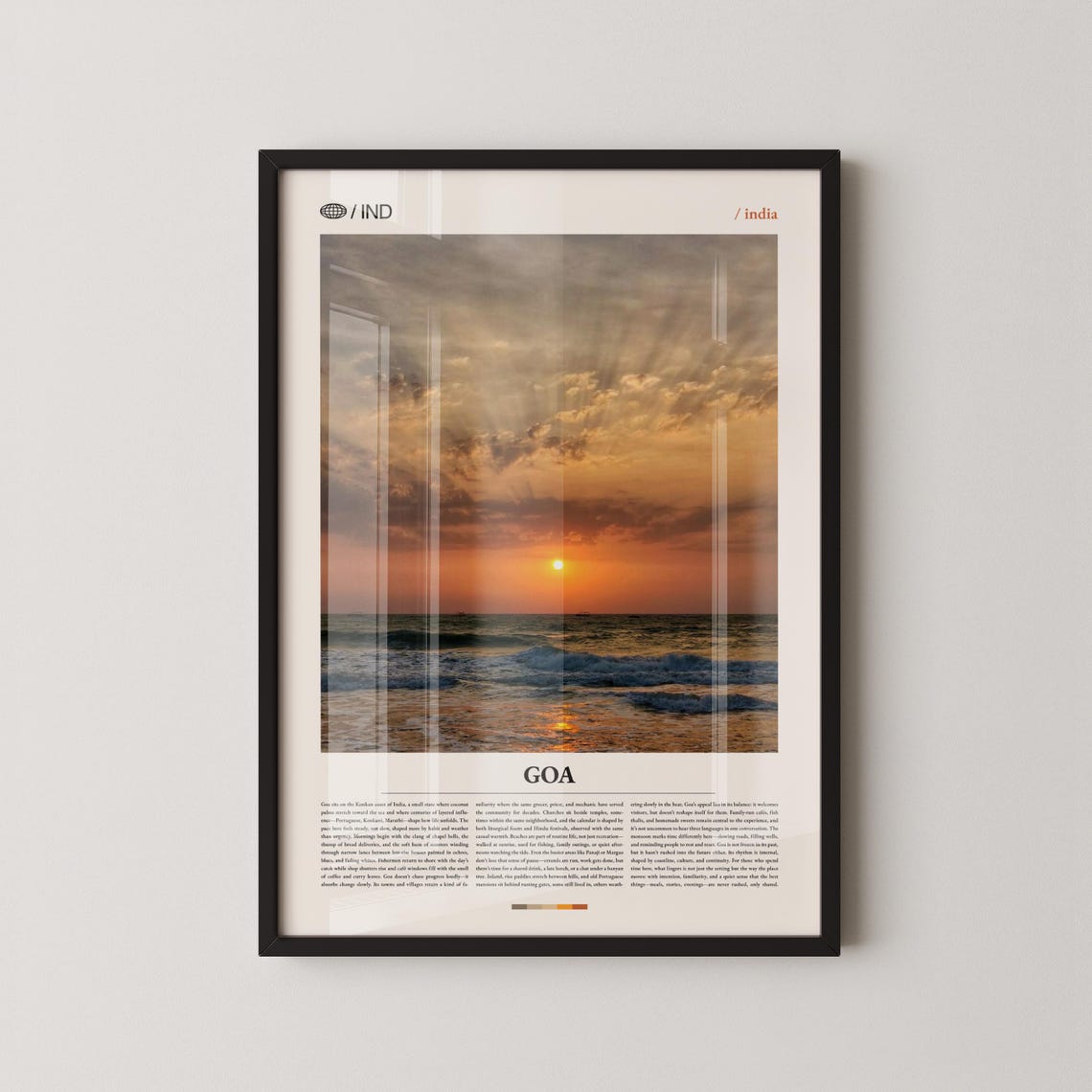 Goa India Beach Sunset Ocean Waves Dramatic Golden Sky Travel Poster