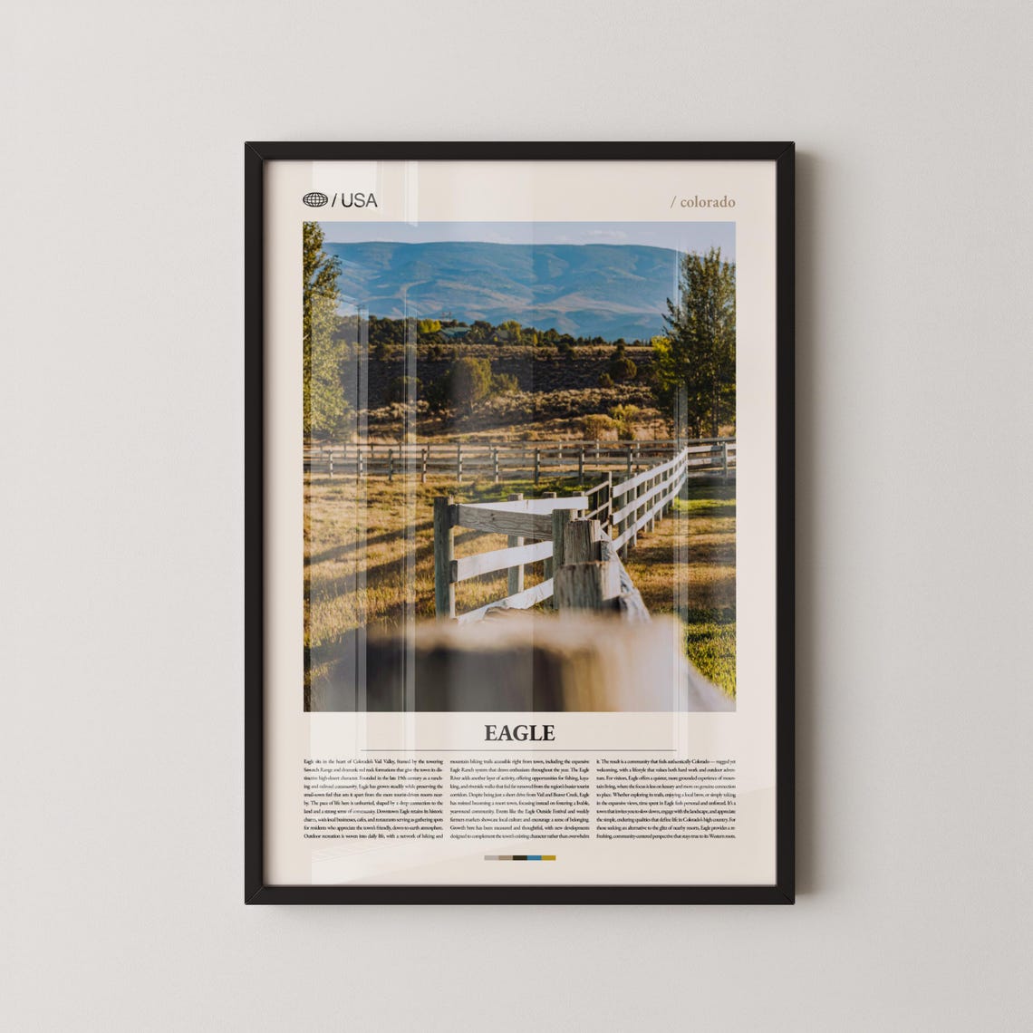 Eagle Colorado Wooden Ranch Fence Mountain Valley Countryside Poster