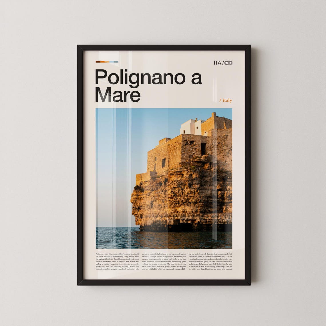 Polignano a Mare Italy Cliff Town Over Turquoise Sea Travel Poster